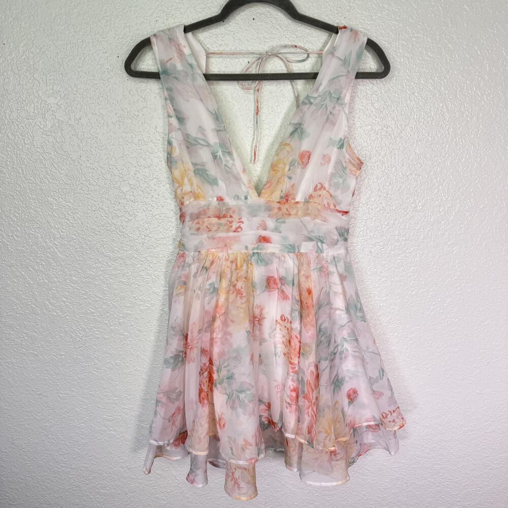 Abercrombie & Fitch Dress Womens Small Flirty Drama Floral Pastel Chiffon Mini - Picture 1 of 13